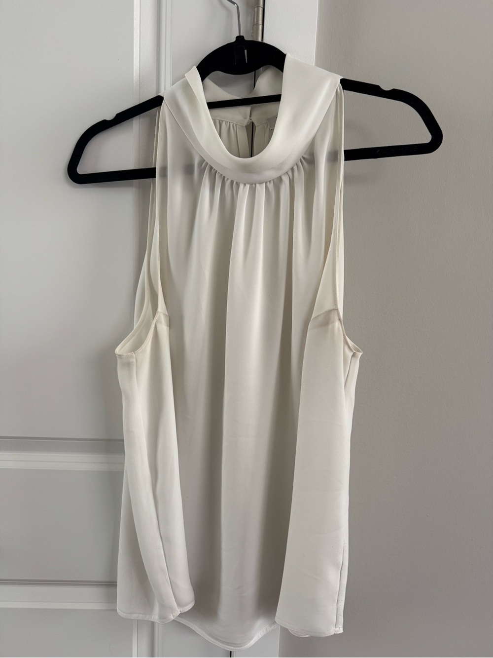 Babaton White Satin High-Neck Blouse, 2XL